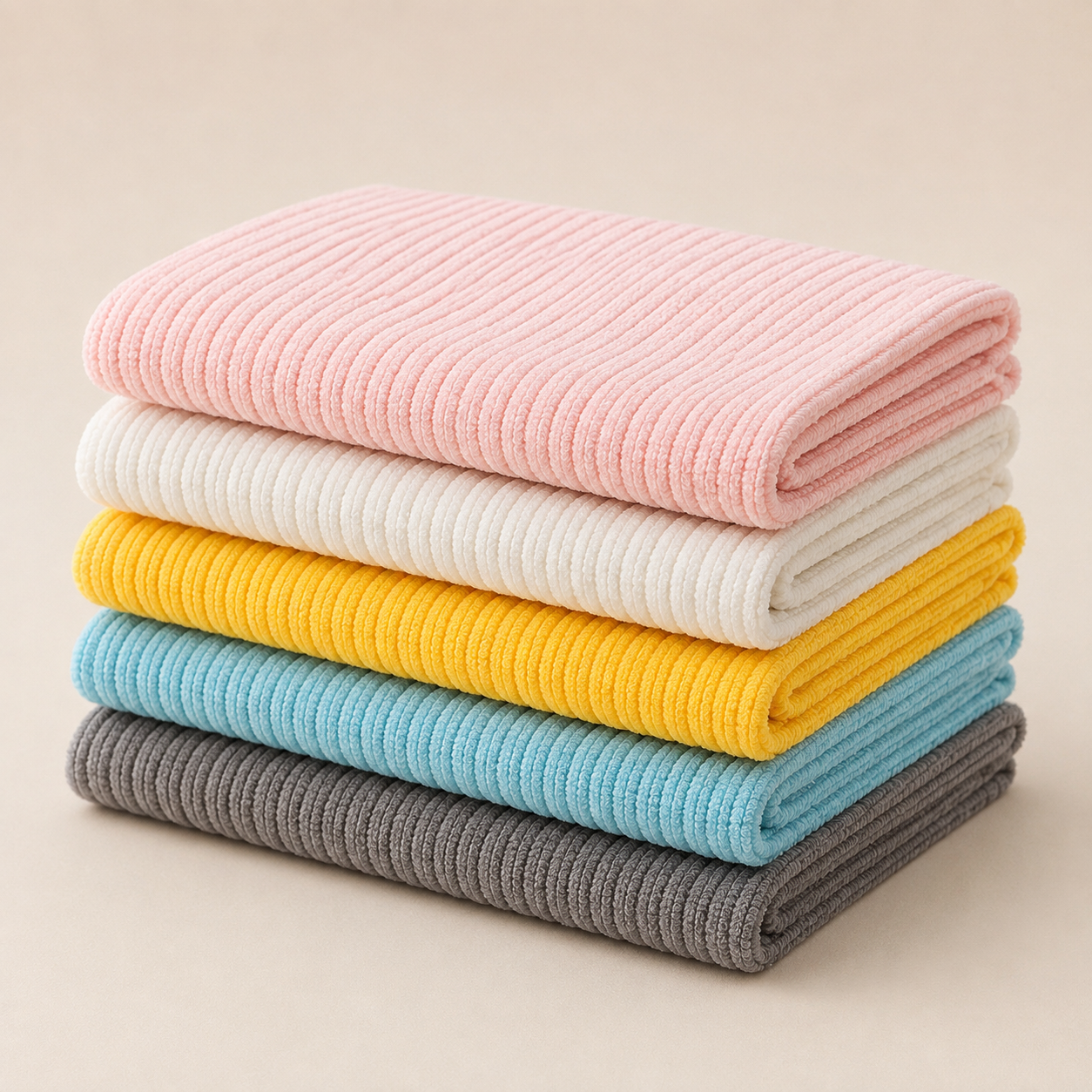 Wohlfy Mikrofasertücher 5er Set in Rosa, Weiß, Gelb, Blau und Grau